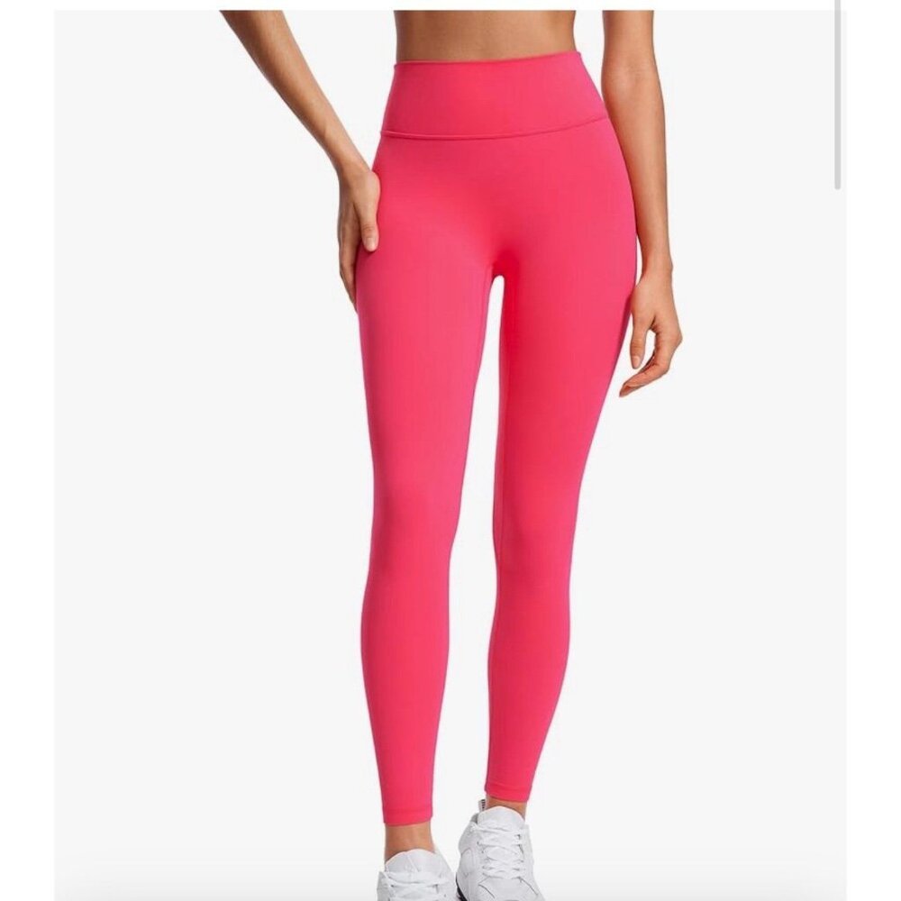 NEW Hot Pink Athleisure 80's Inspired Light Compression Workout Leggings Sz M
